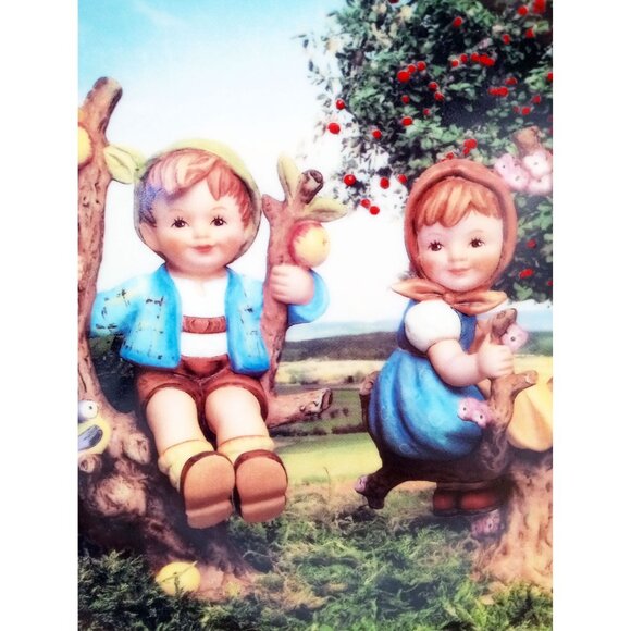 MJ Hummel Apple Tree Boy and Girl Decorative Plate Danbury Mint Little Companion - Picture 5 of 12